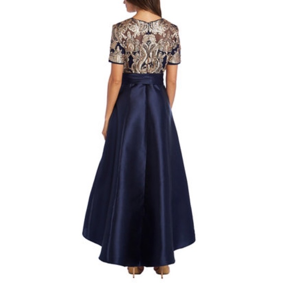 R&M Richards Blue Embellished Sequin High Low Wrap Dress Size 8 - Picture 5 of 8